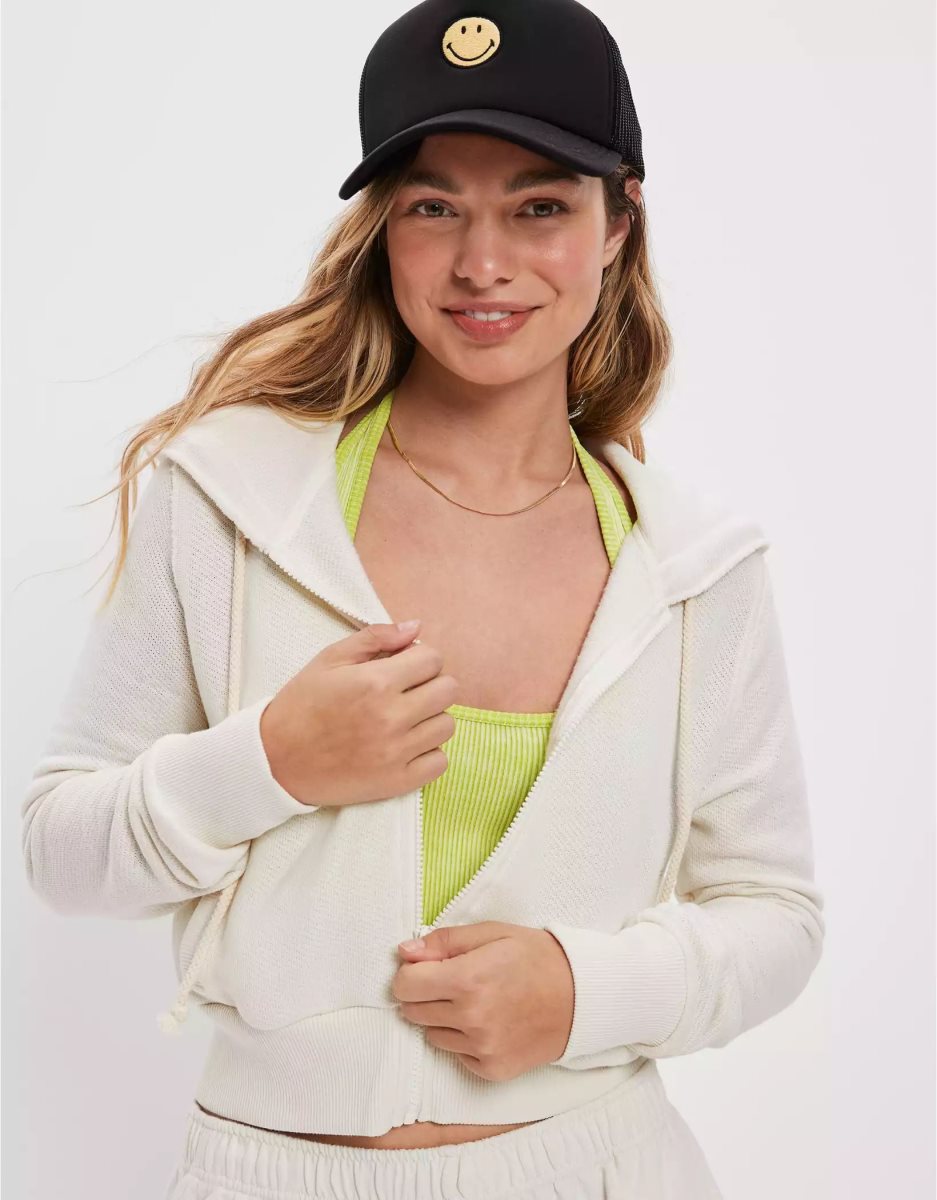 Sweat à Capuche American Eagle AE Sun Set Zip-Up Blanche Femme | OOK-53759580